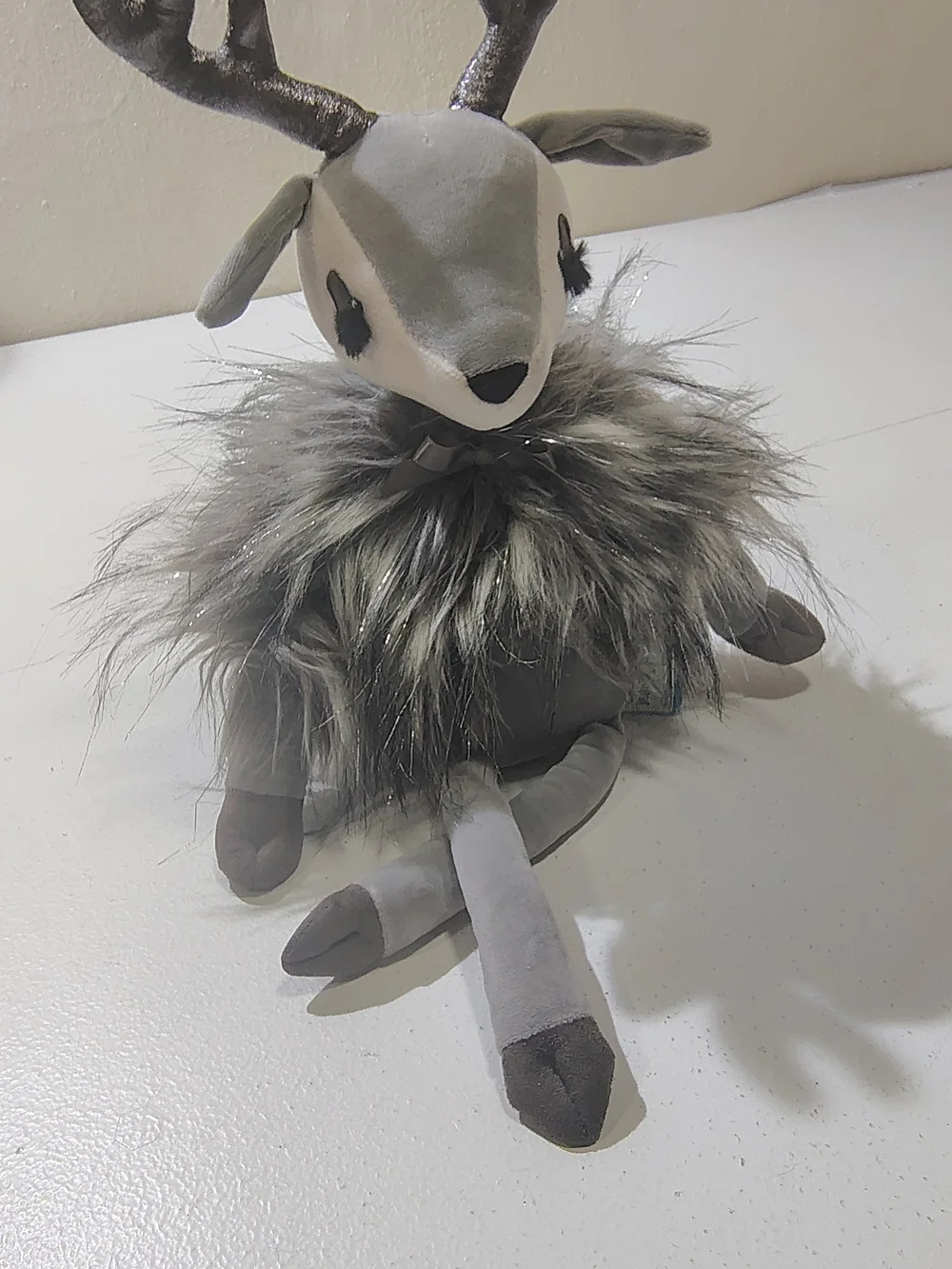Jellycat Gray Faux Fur Reindeer with Metallic Antlers